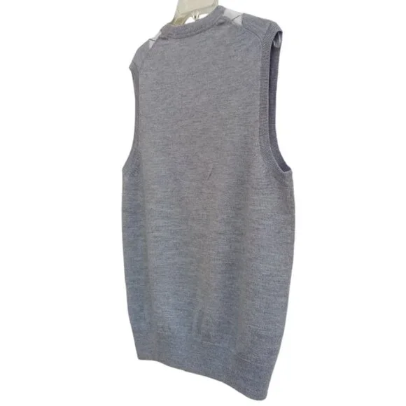 Banana Republic Madmen Argyle gray merino wool sweater vest sz L - Picture 5 of 9